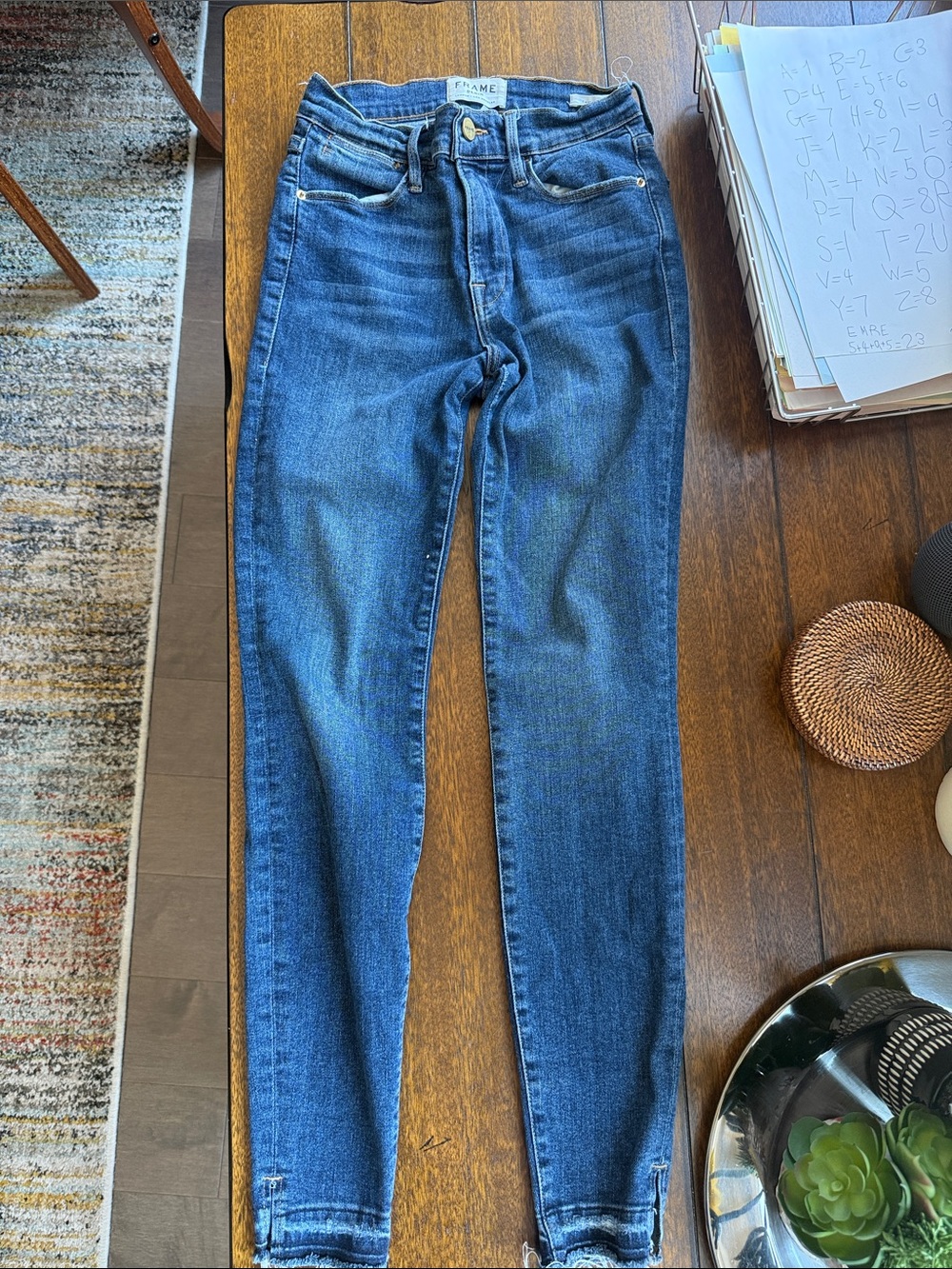 Frame Denim Skinny Jeans in Medium Blue Wash - le high skinny 24